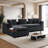 L-shaped Upholstered Sofa Couch With Wooden Storage Compartment And Throw Pillows-156909800