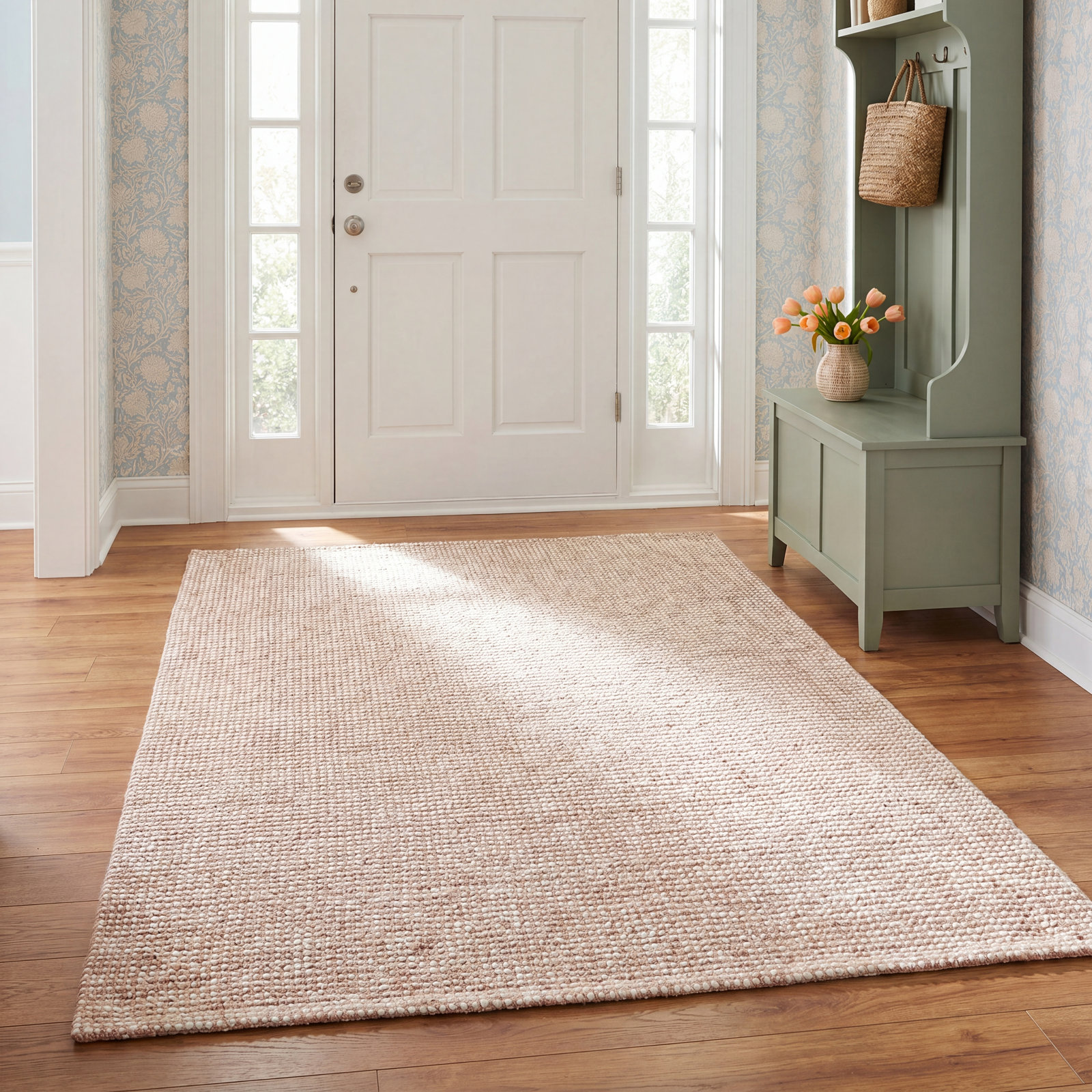 Bayne Beige Hand-Loomed Jute Rug, Rectangle 4' x 6'
