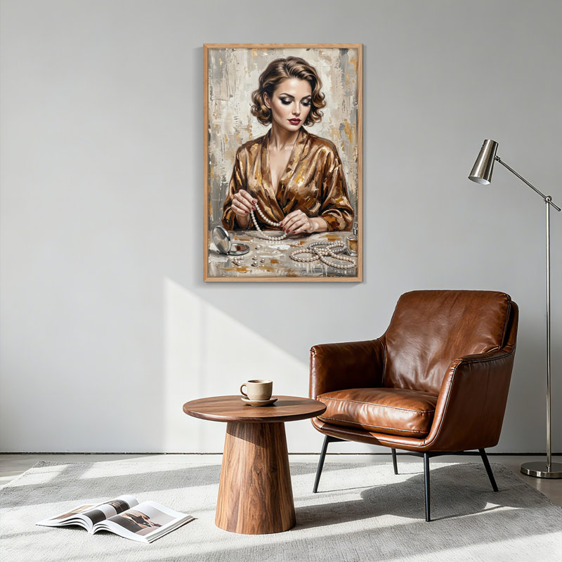 Ensemble de 1 tableau sur toile représentant une femme élégante, H 36 po x l 24 po, Natural