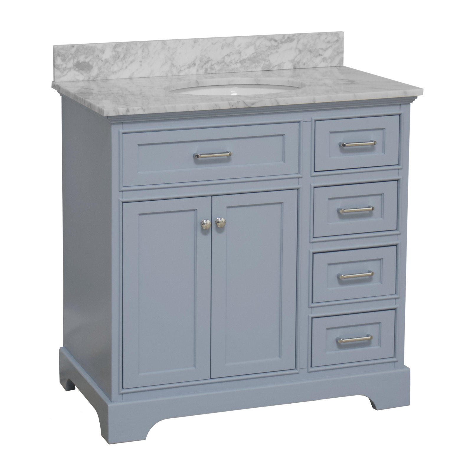 Ronnie 36'' Single Bathroom Vanity, Carrara Marble, Powder Blue