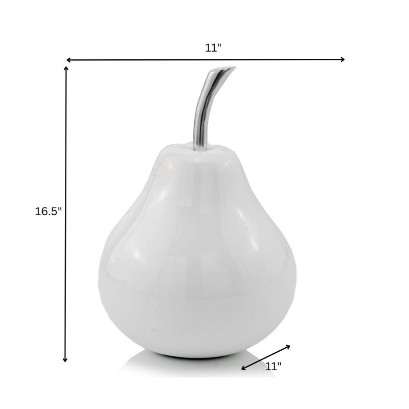 Annebeth Pera Blanco Pear, 16.5" H x 11" W x 11" D, White
