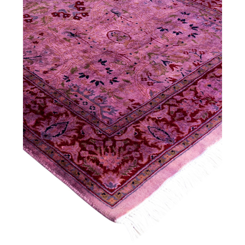 Overdyed Hand-Knotted Wool Modern-Contemporary Purple Runner 2' 7" x 10' 5"