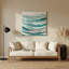 Art mural horizontal horizontal rayé gris clair en métal vert clair-709185564