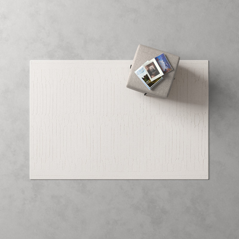 Elona Hand Tufted Wool/Cotton Area Rug in Ivory, Rectangle 4' x 6'