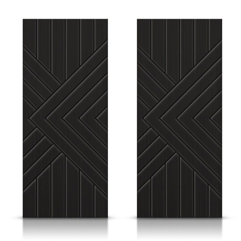 Portes de placard coulissantes sans quincaillerie d'installation, 48 po x 80 po, Noir