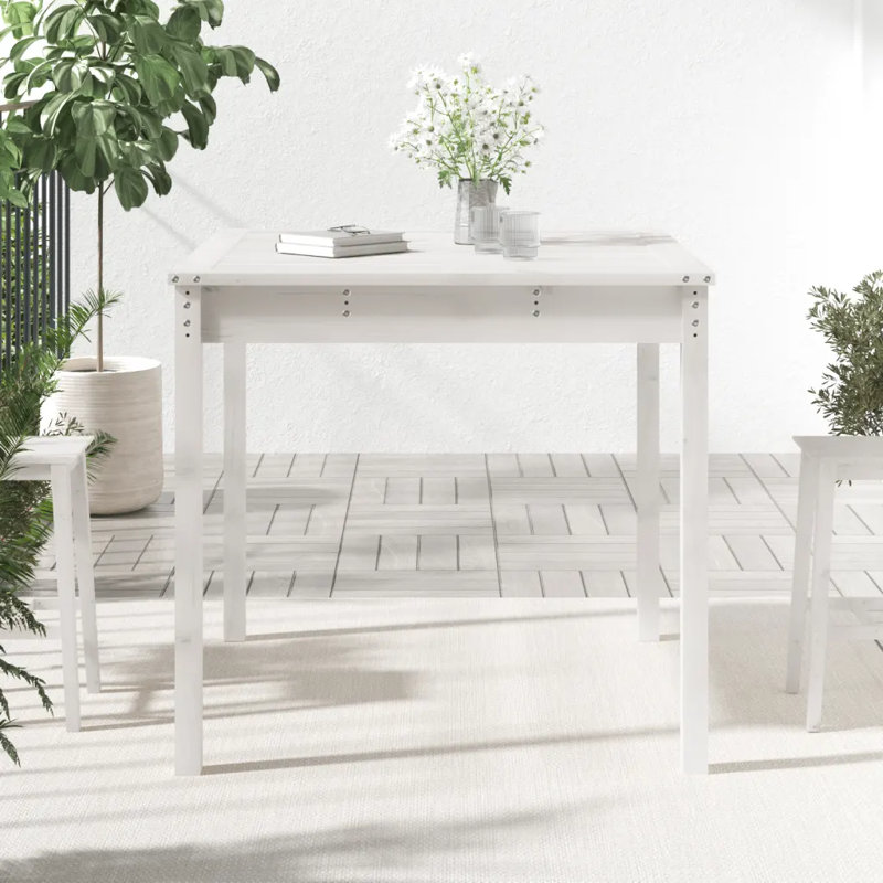 Lashelle Square Pine Outdoor Dining Table , 82.5cm cm W 82.5cm cm D, White
