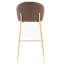 De 2 tabourets de bar rembourrés en similicuir brun foncé, pieds dorés, siège confortable, idéal pour la cuisine et la salle à manger