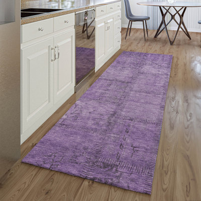 Premium Machine Washable Prisco Purple Rug