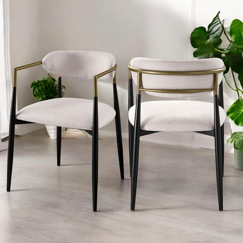 Ensemble de 2 chaises d'appoint Jaramillo, Lin beige