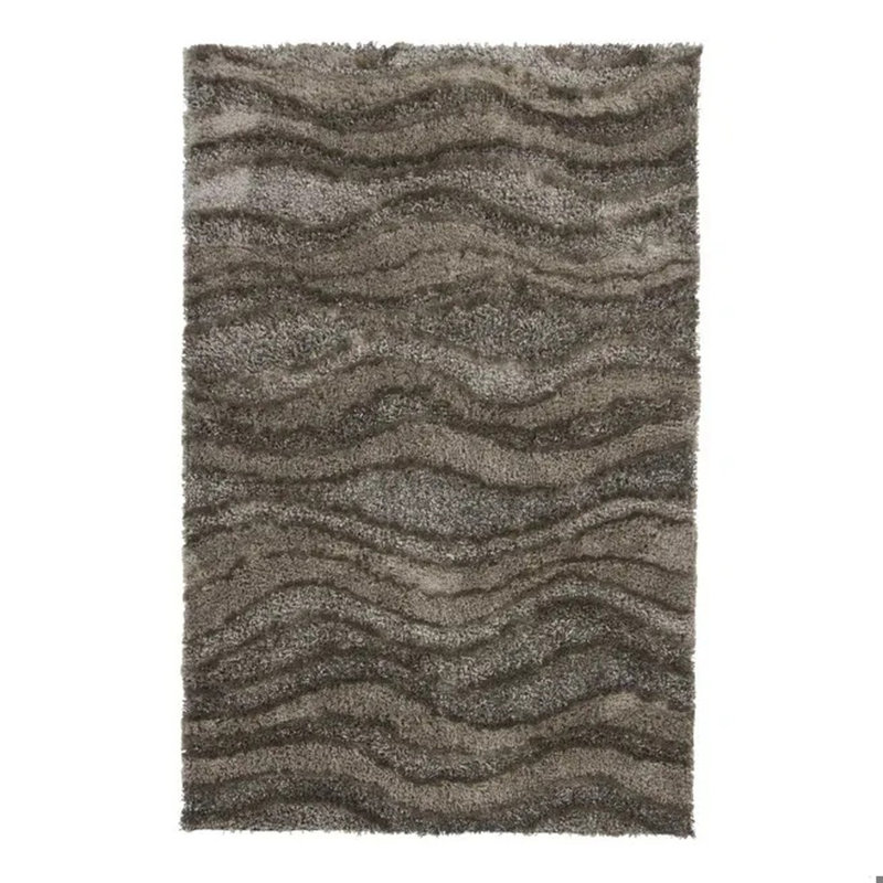 Tapis brun/brun clair à poil long Taiquita, Rectangle 5 pi x 7 pi 6 po