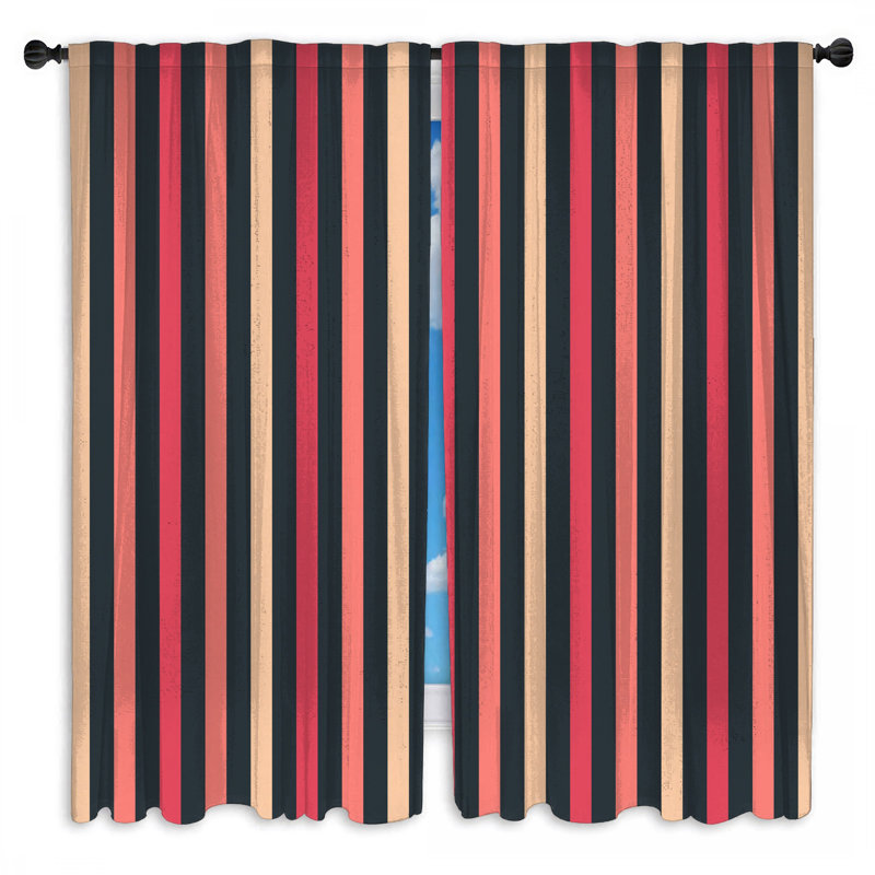 Vertical Striped Pattern Window Curtains Stripes Sheer & Room Darkening - 2 Panels, 20in x 60in - 2 panels, Room Darkening