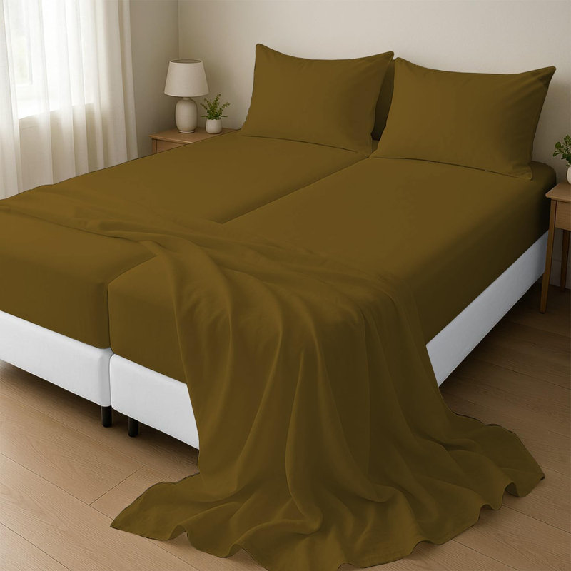 Split Queen Sheets for Adjustable Beds 5-Piece Split Queen Sheet Set, 800 Thread Count 100% Egyptian Cotton,21" Deep Pocket Adjustable Bed Sheets, Taupe Solid