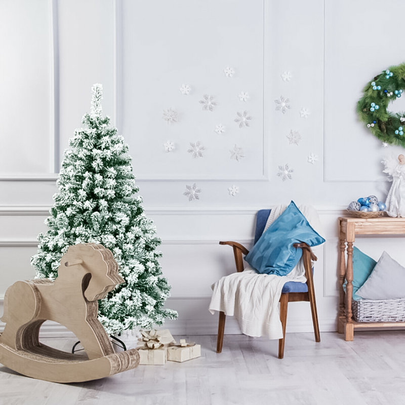 Arbre de Noël floqué avec lumières
