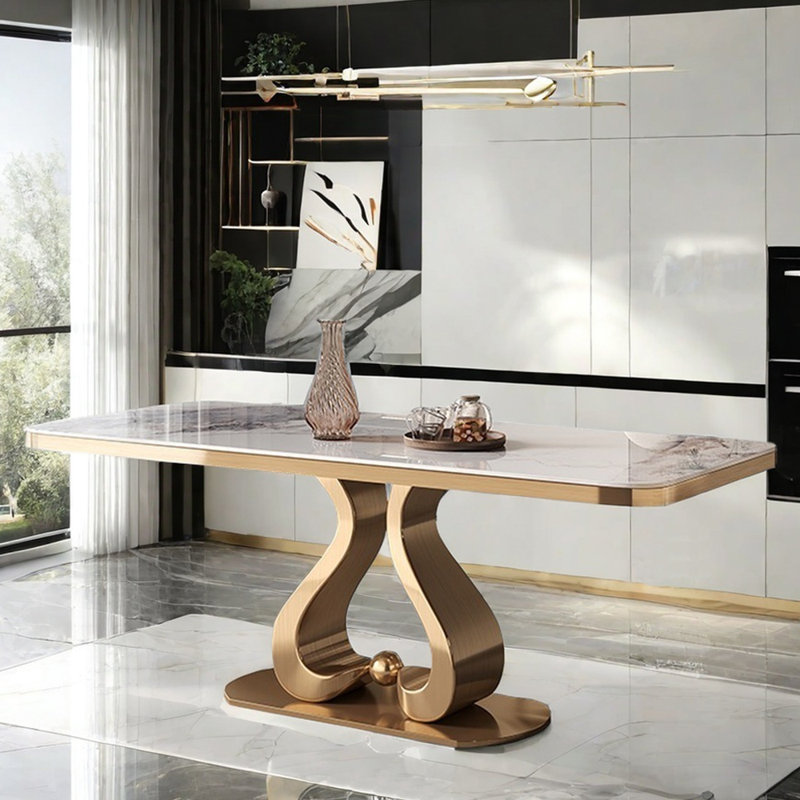 Luxury modern rectangular dining table, 29.5"H x 63"L x 33.5"W