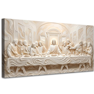Jesus Canvas Wall Art The Last Supper Classic Christian Painting, Biblical Wall Decor for Dining Room, Living Room, Prayer Room, Religious Jesus Canvas Print for Home Decor, 28x58 Inch