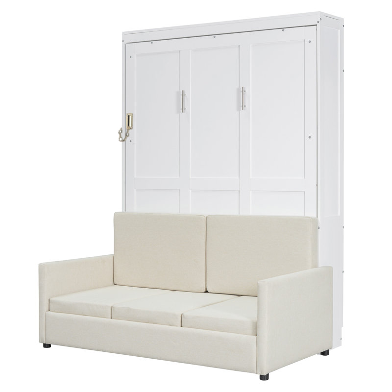 Lit escamotable double pleine grandeur avec coussin confortable, conception compacte et compacte pour une vie moderne