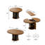 Table de salle à manger ronde extensible de 110 à 150 cm avec rangement dissimulé, style campagnard moderne, en bois de noyer, idéale pour la cuisine et le salon.