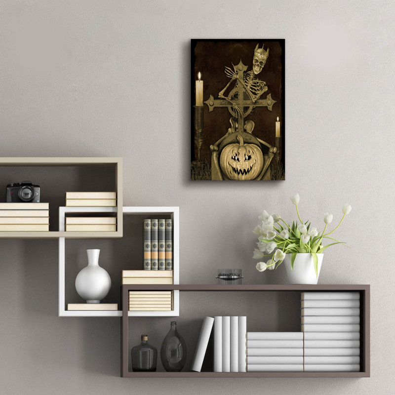 «Halloween Graveyard A» par Jean Plout, art mural en verre acrylique, 16 po x 24 po, 16 po x 24 po
