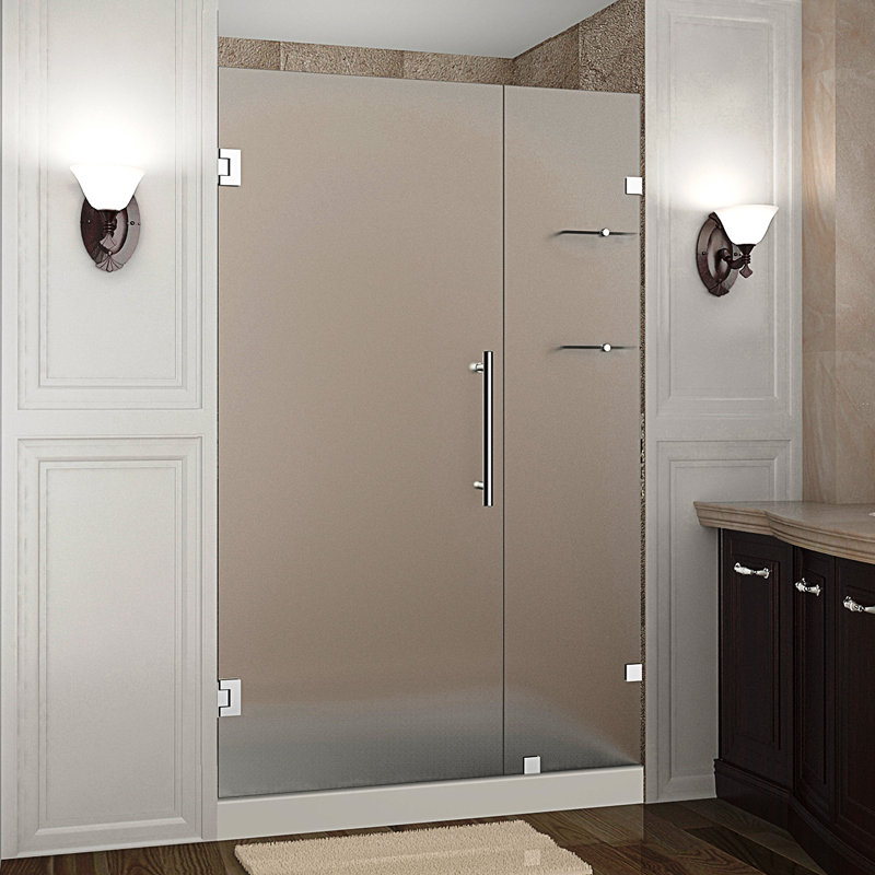 Nautis GS 47" x 72" Hinged Completely Frameless Shower Door with Shelves, Chrome