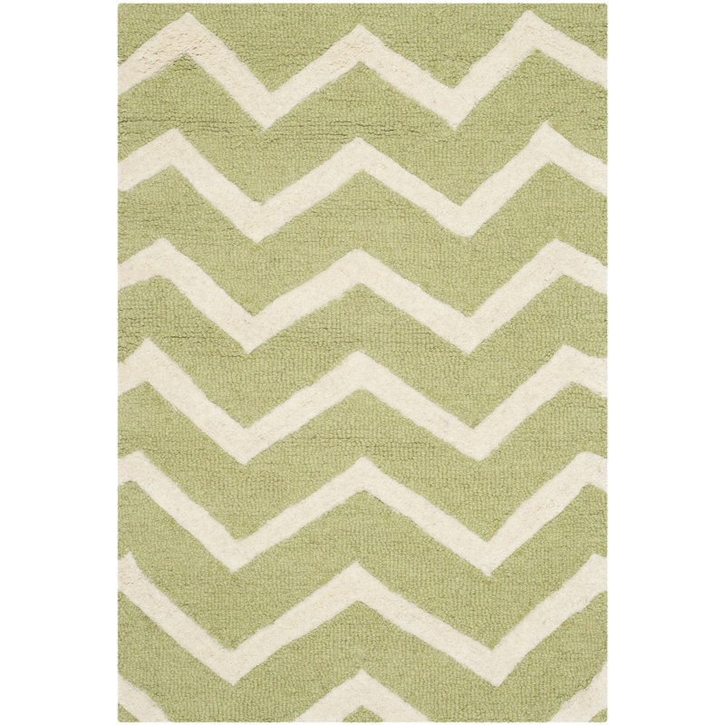 Sanyla Hand Tufted Wool Chevron Rug, Rectangle 3' x 5'