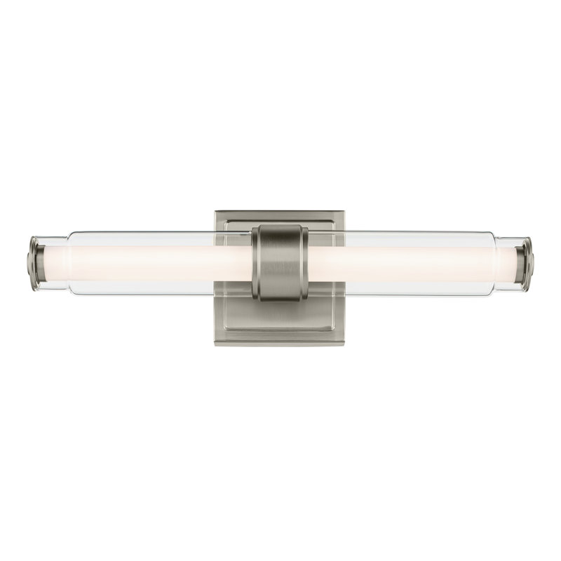Petite barre de salle de bain linéaire 18,5 "à DEL avec verre transparent, Nickel brossé