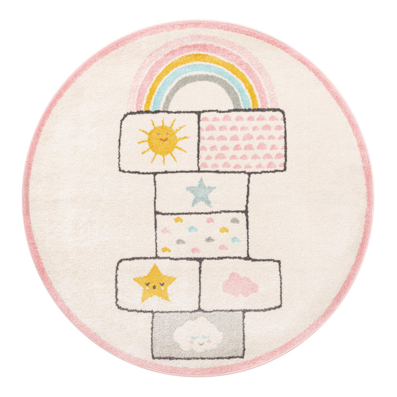 Whimsy Kids Polypropylene Plastic Rug, Round 5'3"