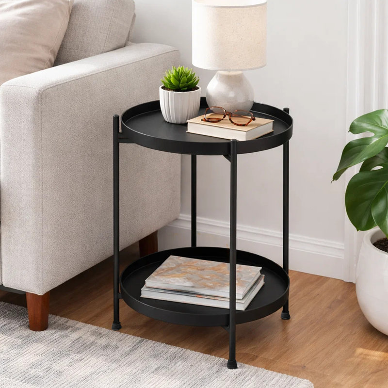 Rachele Iron Tray Top End Table, Black
