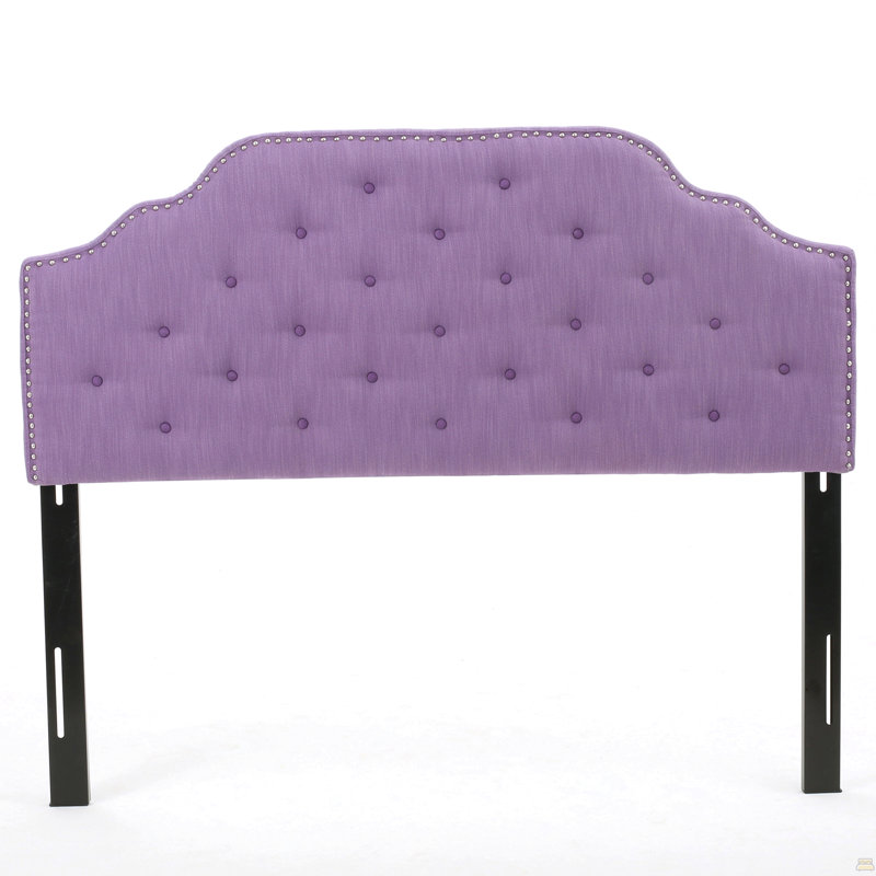Tufted Upholstered Headboard Queen Size, Solid Wood Head Board With Durable Metal Legs, Light Purple