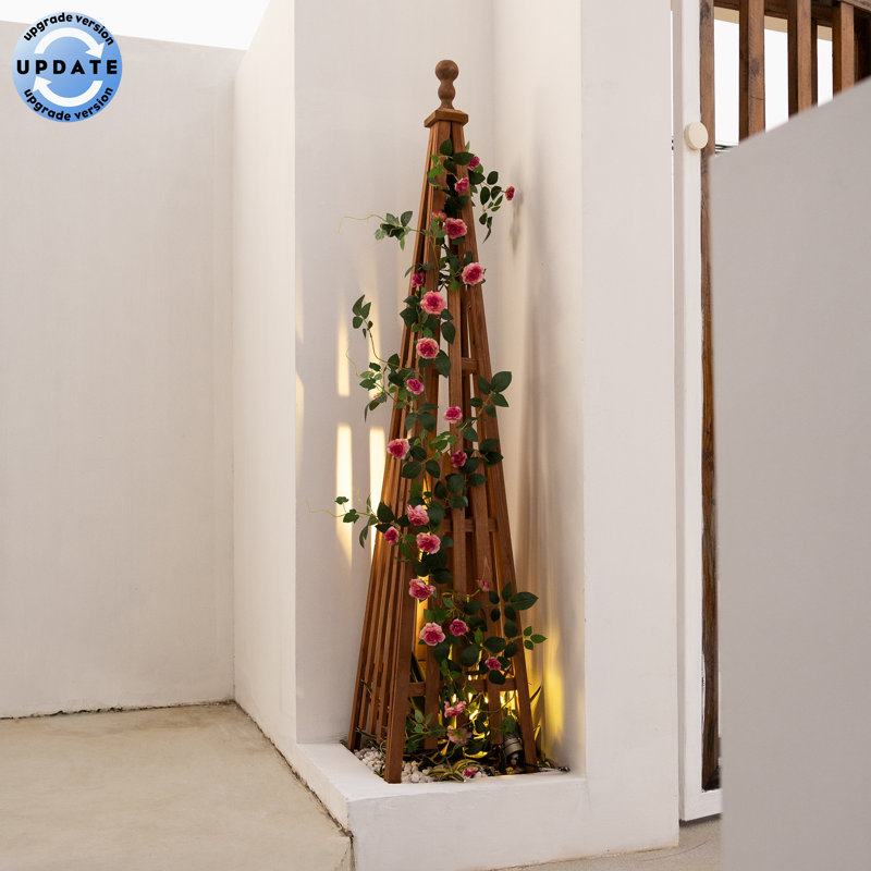  14“W Caydenn Wood Obelisk Trellis【upgraded thick version】, 68" H X 14" W X 14" D, Brown