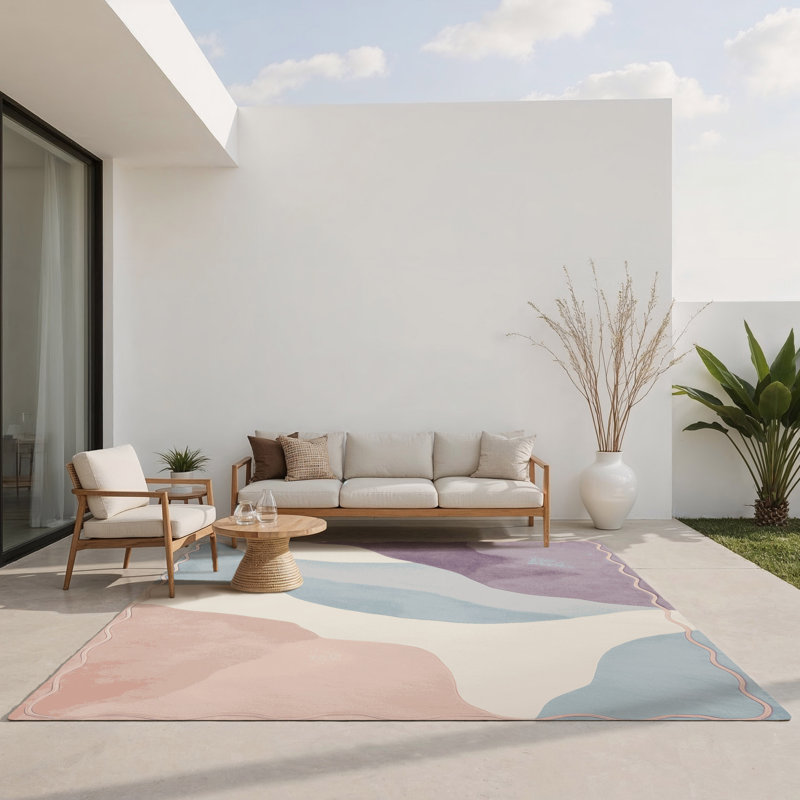 Mist Blossom Indoor And Outdoor Area Rug, Rectangle 5' x 7'