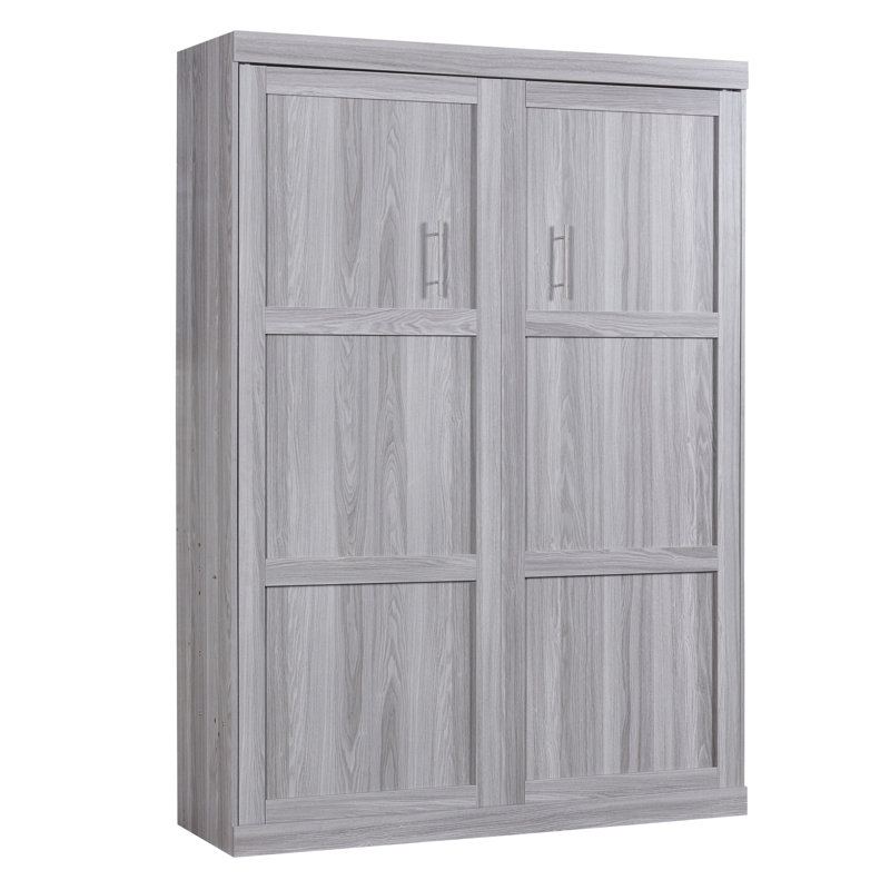 Lit escamotable double, peut être plié dans une armoire, gris
