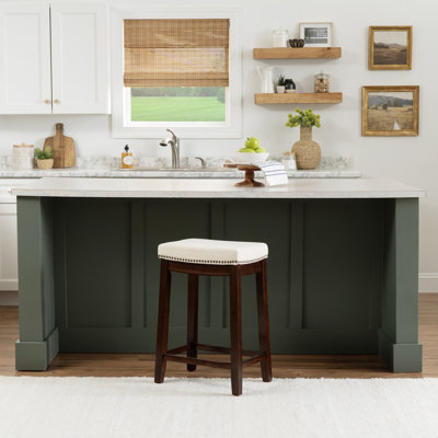 Bartonville Counter & Bar Solid Wood Backless Stool with Upholstered Seat