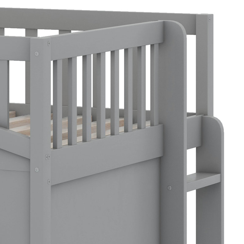 Lit mezzanine avec échelle House, Lit simple, Gris