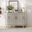 Buffet moderne incurvé moderne, armoire de rangement en bois de 47,2 pouces avec 4 portes et tablettes intérieures réglables pour le salon, la cuisine, la chambre à coucher et le couloir