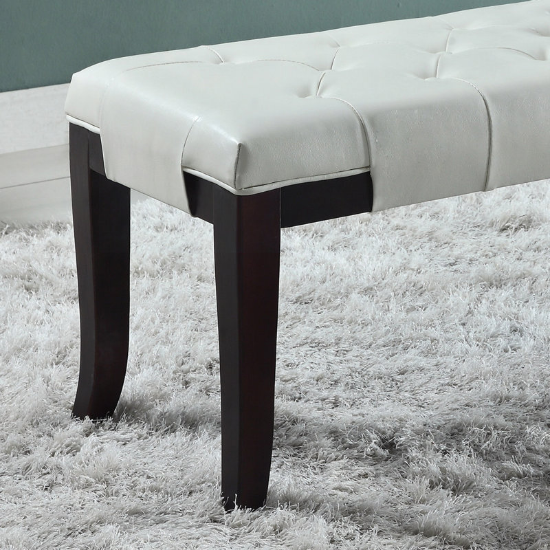 Banc capitonné Linon, similicuir, Blanc