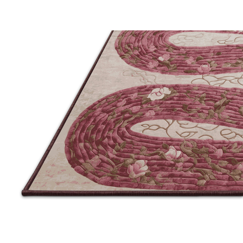 Tapis rose soyeux et moelleux, Rond 6 pi