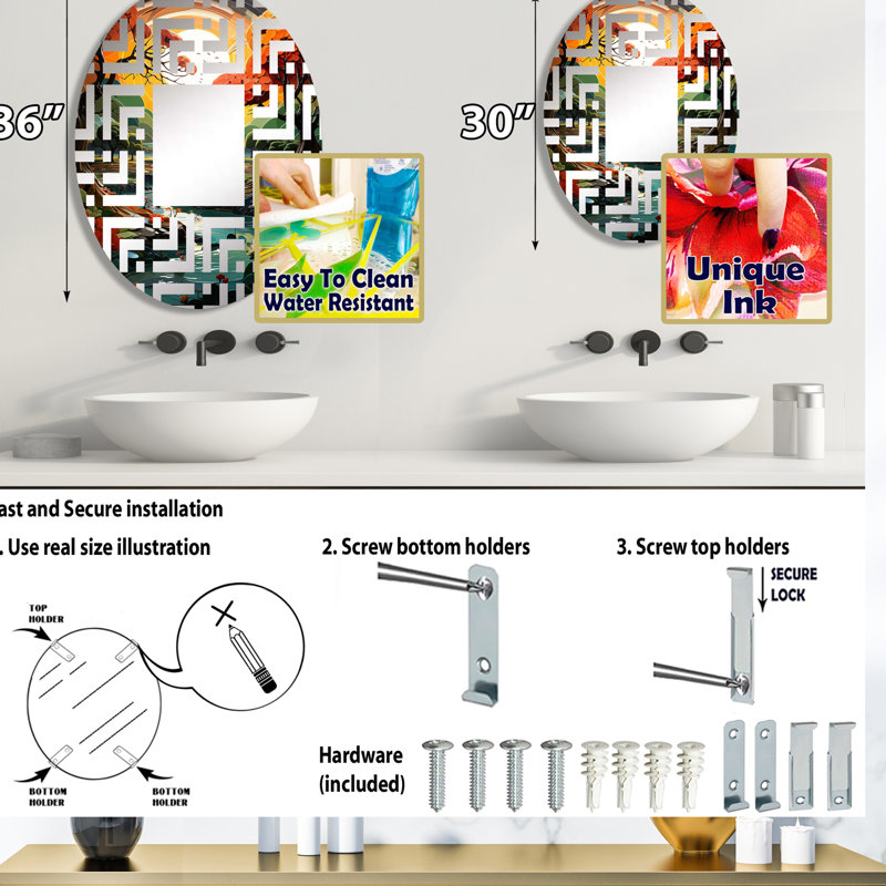 Vibrant Oasis Baobab Tree - Miroir décoratif labyrinthe | Ovale, 35,4 po x 23,6 po