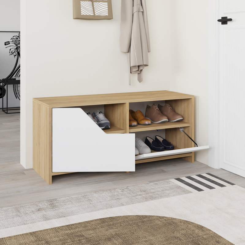 8 Pair Shoe Storage Cabinet, Sapphire Oak/White