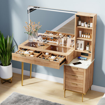 Meuble-lavabo 48 po avec miroir HD et plateau en verre