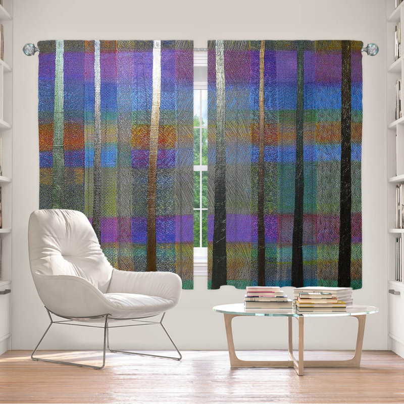 Fehrat Room Darkening Curtain Pair, Purple/Blue/Green, 56" W x 78" L