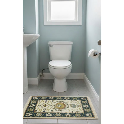 Tapis floral crème en laine noué à la main 2 pi x 3 pi 1 po Floral