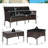 3 Pcs Patio Rattan Furniture Set 3-seat Sofa Cushioned Table Garden Black