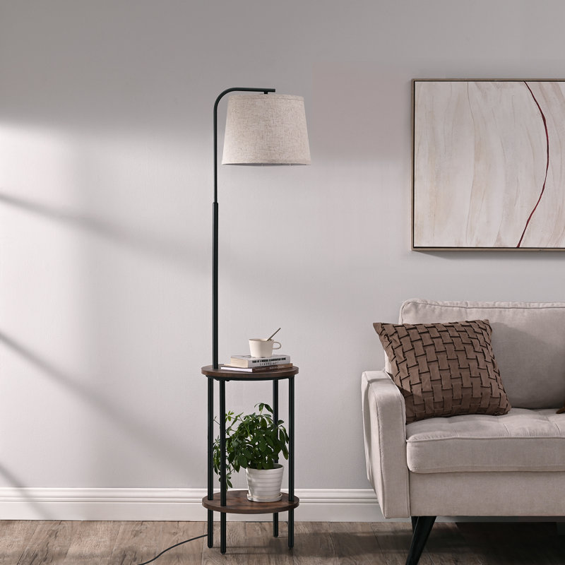 62'' Tray Table Floor Lamp, Black/Rustic Brown