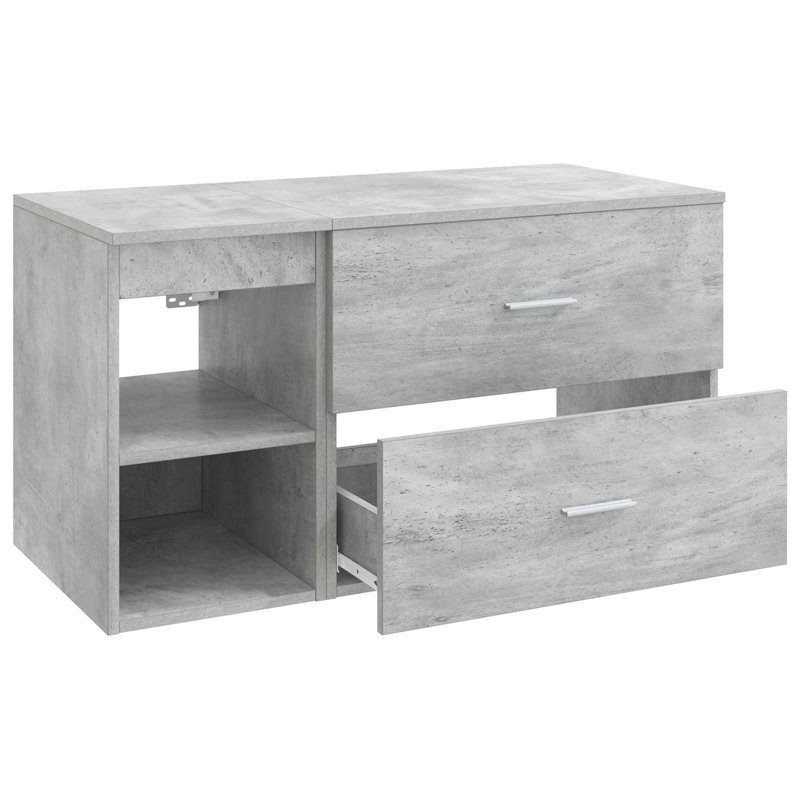 Vanity & Mirror Set, Concrete Grey