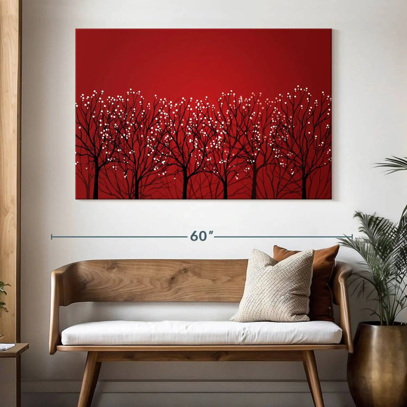 Harnek Abstract Red Forest, 34" H x 51" W