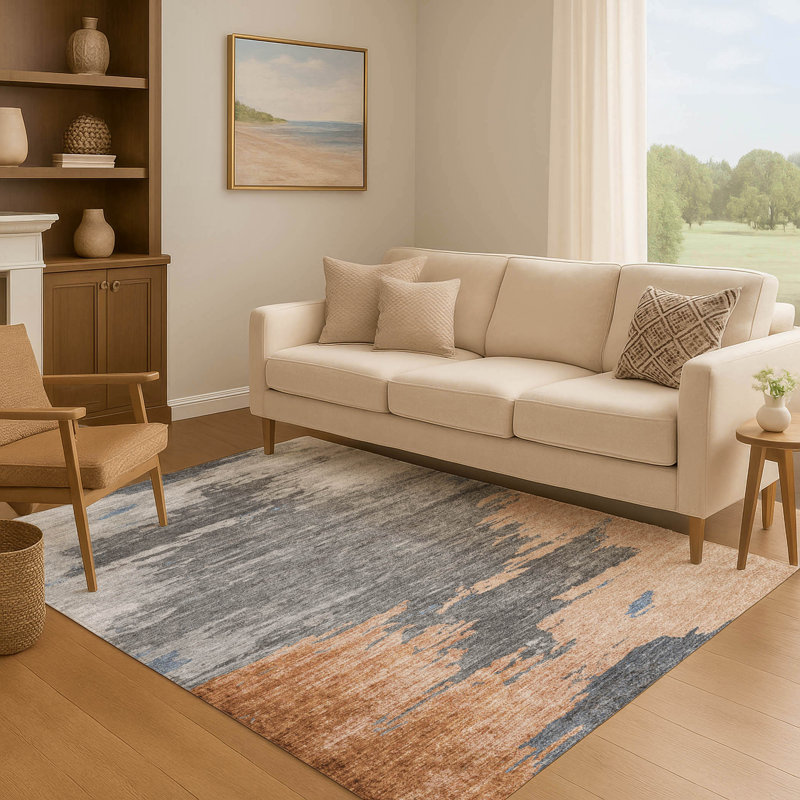 Premium Machine Washable Ansley Abstract Rug, Rectangle 2'6" x 3'10"