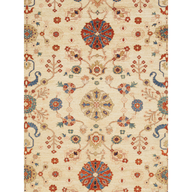 Sultanabad Hand Knotted Wool Oriental Area Rug in Ivory/Black/Red, Rectangle 9'4" x 11'5"
