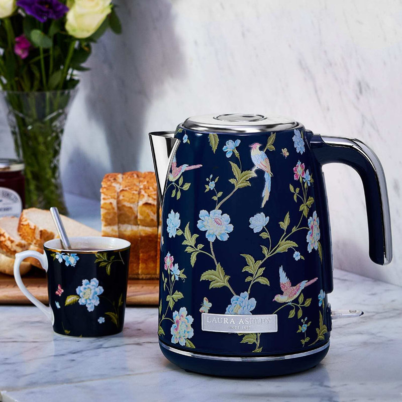 Laura Ashley 1.7 Litre Stainless Steel Electric Kettle - 3KW Kettles Electric Fast Boil Quiet - Cordless Kettle with 360 Degree Power Base, Overheating & Boil Dry Protection Jug Kettles
