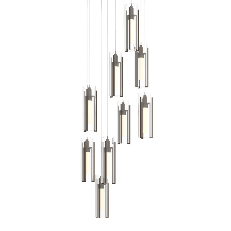 Exos 9 - Light Cylinder Pendant, Bronze, Clear, 13" - 130"