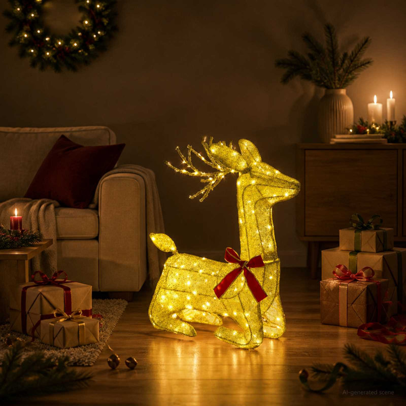 3D Christmas Reindeer LOVIISA LED Christmas Reindeer, Gold Fabric